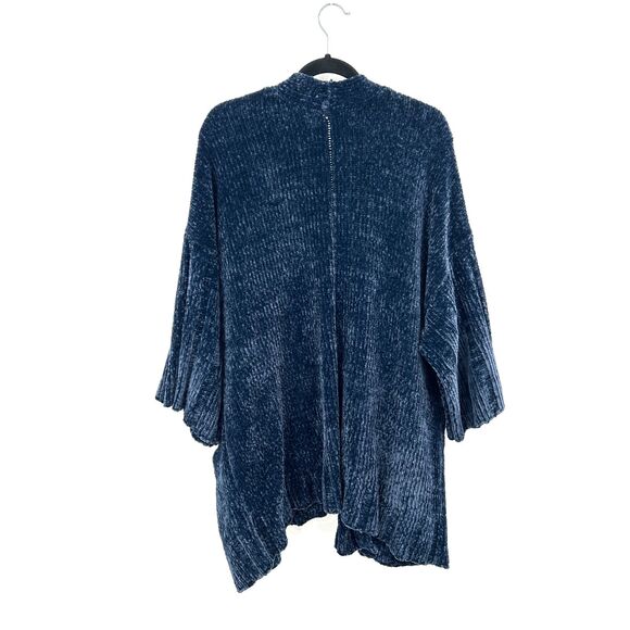 ANTHROPOLOGIE Moth Blue Chenille Oversized Wide Sleeve Cardigan Sweater Large - Picture 5 of 10